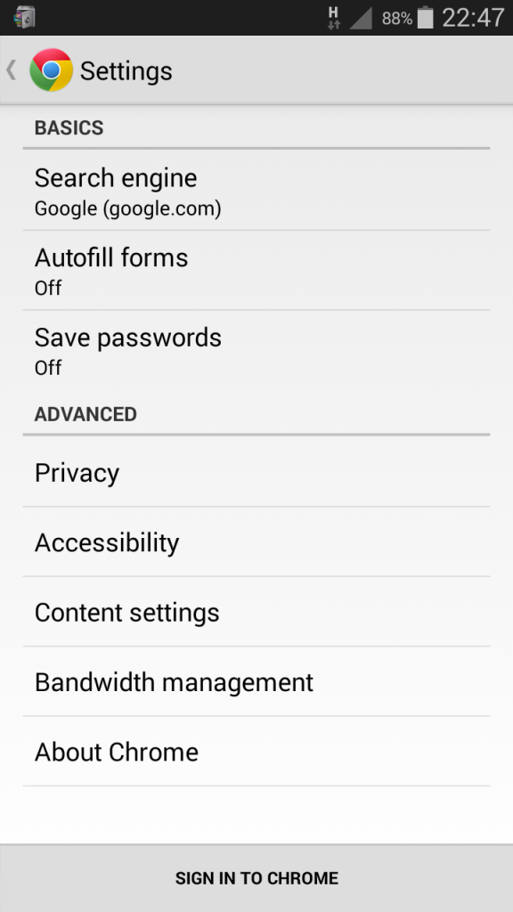 Chrome search engine settings