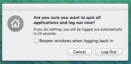 command + shift + q to quit all applications and log out